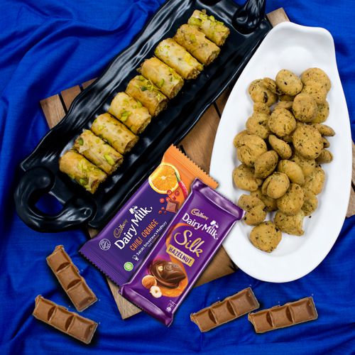 Magnificent Combo of Roll Baklava with Cadbury Chocolates n Haldiram Snacks