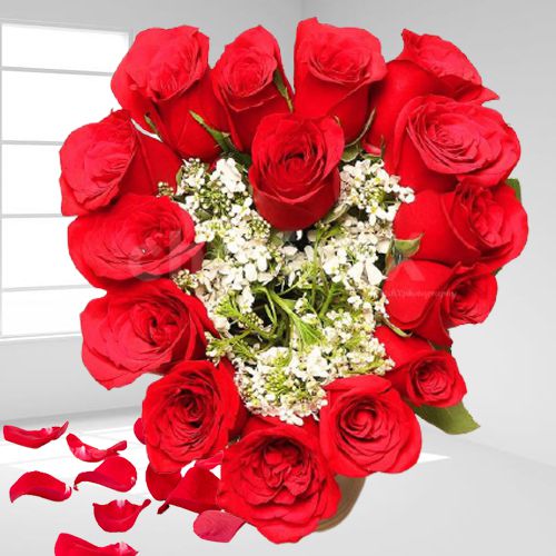 Hearty Arrangement of 18 Red Roses