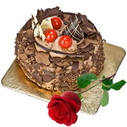 Tasty Chocolate Cake N Red Rose