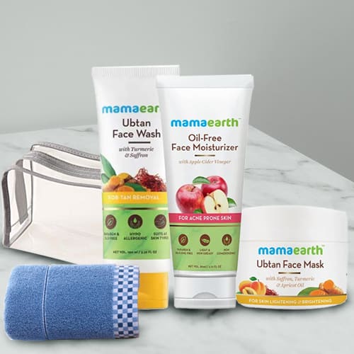 Adorable Mamaearth Natural Face Care Kit with Soft Face Towel N Pouch