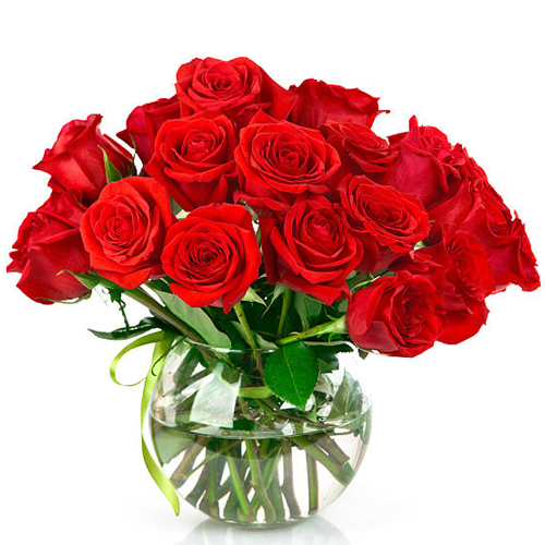 Breathtaking Red Roses in a Glass Vase