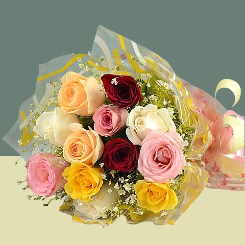 Spectacular Fondest Affections Mixed Roses Bouquet