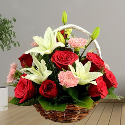 Classic Arrangement of Mixed Flower in a Basket