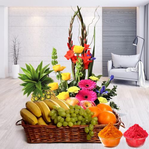 Luscious fresh Fruits and pretty Flowers