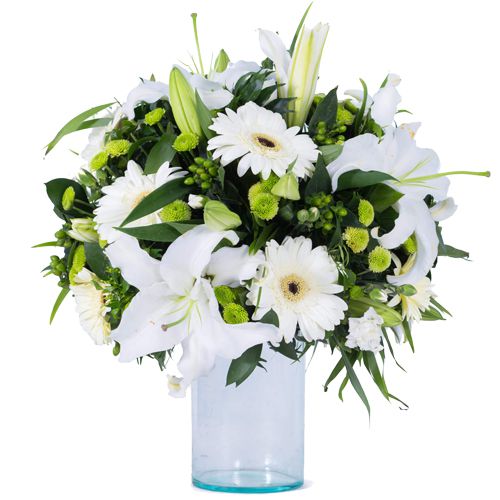 Eternal White Gerberas N Lily in Vase