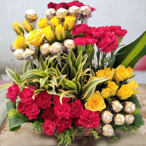 Exotic Assorted Flowers Bouquet with Ferrero Rocher Chocolate