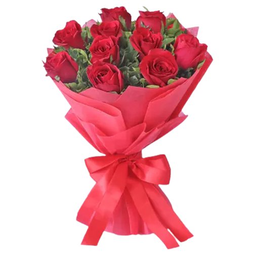 Garden Fresh Red Roses Tissue Wrapped Bouquet