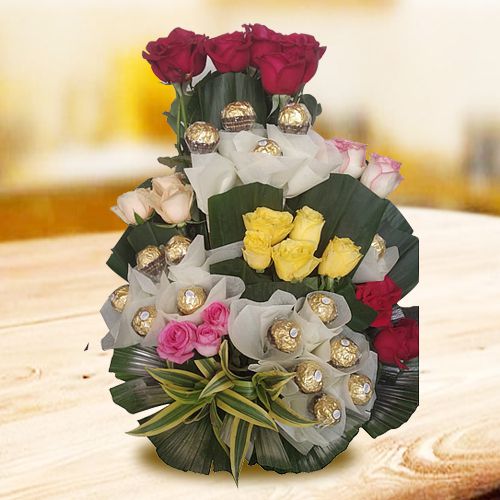 Gorgeous Bouquet of Roses n Ferrero Rocher