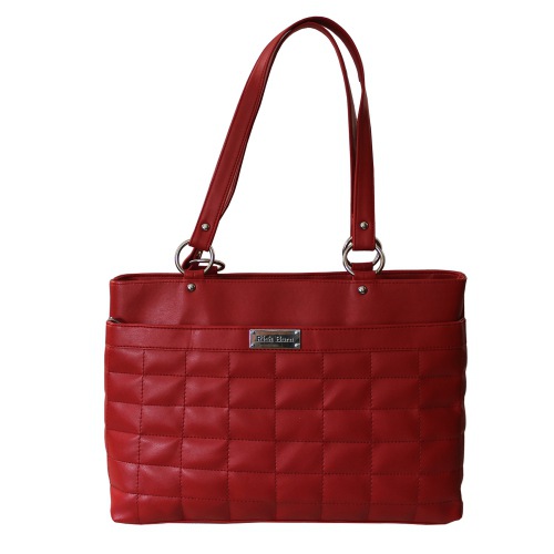 Ladies Two Chambered Square Stich Office Bag