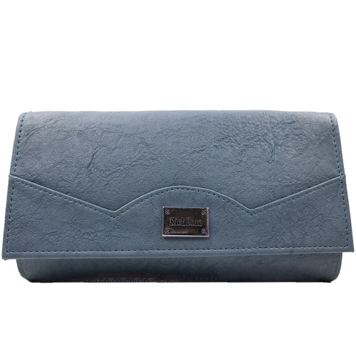 Blue Clutch Wallet Flap Patti Sides Taper for Ladies