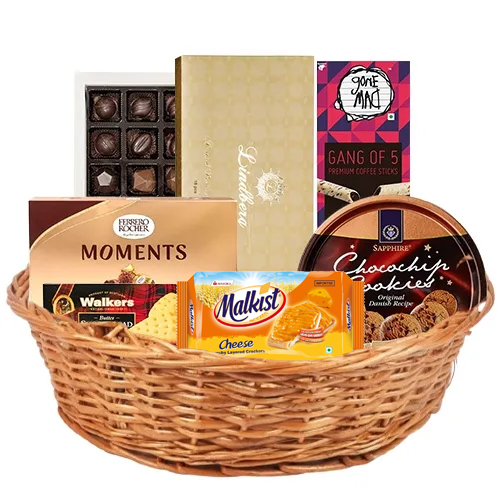 Remarkable Basket of Chocolates with Cookies N Crackers
