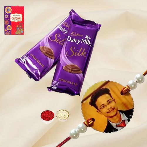 Personalized Rakhi with Cadbury Silk