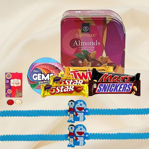 Delicious Chocolate Gifts with Doraemon Rakhi for Kids