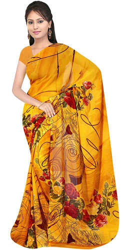 Dazzling Women’s Georgette Printed Saree from Suredeal