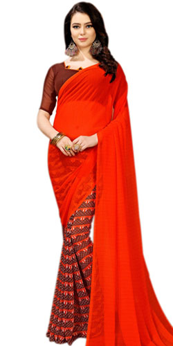 Glamorous Faux Chiffon Latest Party Wear Saree for Ladies
