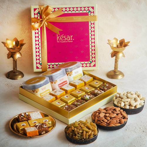 Blissful Box of Assorted Sweets N Nuts from Kesar