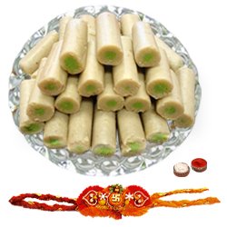 Yummy Gift Pack of Kaju Pista Roll from Haldiram with Free Rakhi Roli Tilak and Chawal for this Rakhi Festival