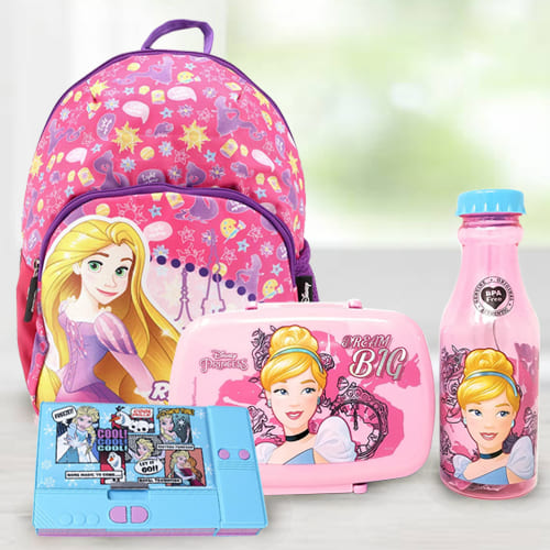 Amazing Cinderella Tiffin Combo, Rapunzel School Bag and Disney Pencil Box