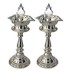 Puja Items - Silver Plated Lamp Set